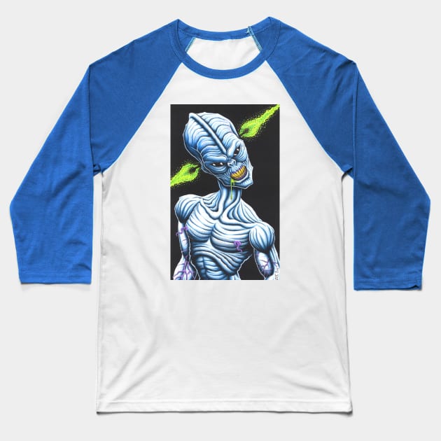 Mind Control Alien - color Baseball T-Shirt by Stolencheese